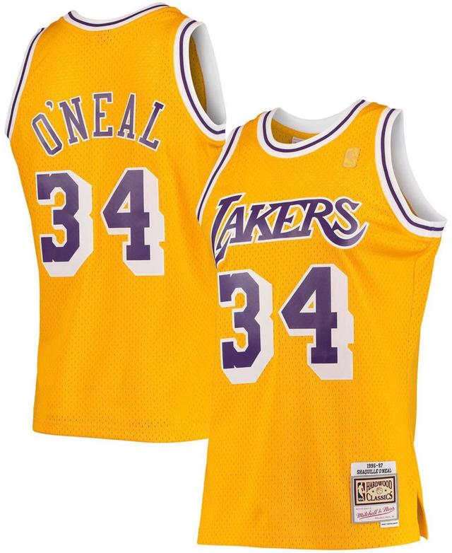 Mens Magic Johnson Gold Los Angeles Lakers 1984-85 Hardwood Classics Swingman Jersey - Gold Product Image