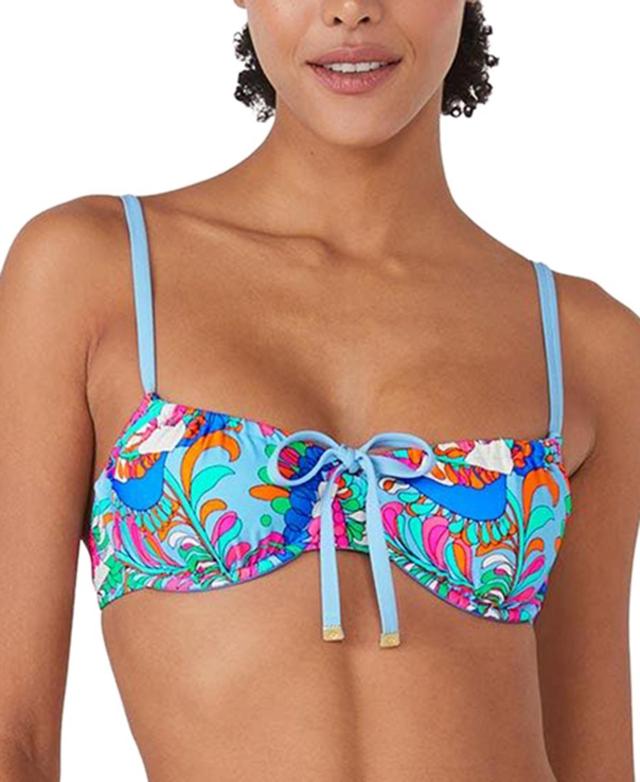 kate spade new york Womens Printed Cinch-Front Bikini Top Product Image