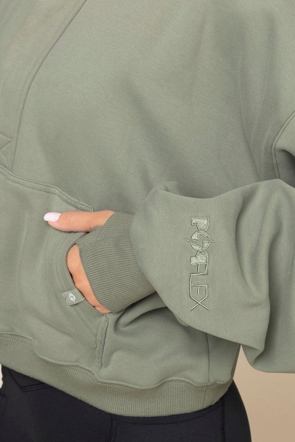 Ooey Gooey Crop Half Zip - Light Sage Product Image