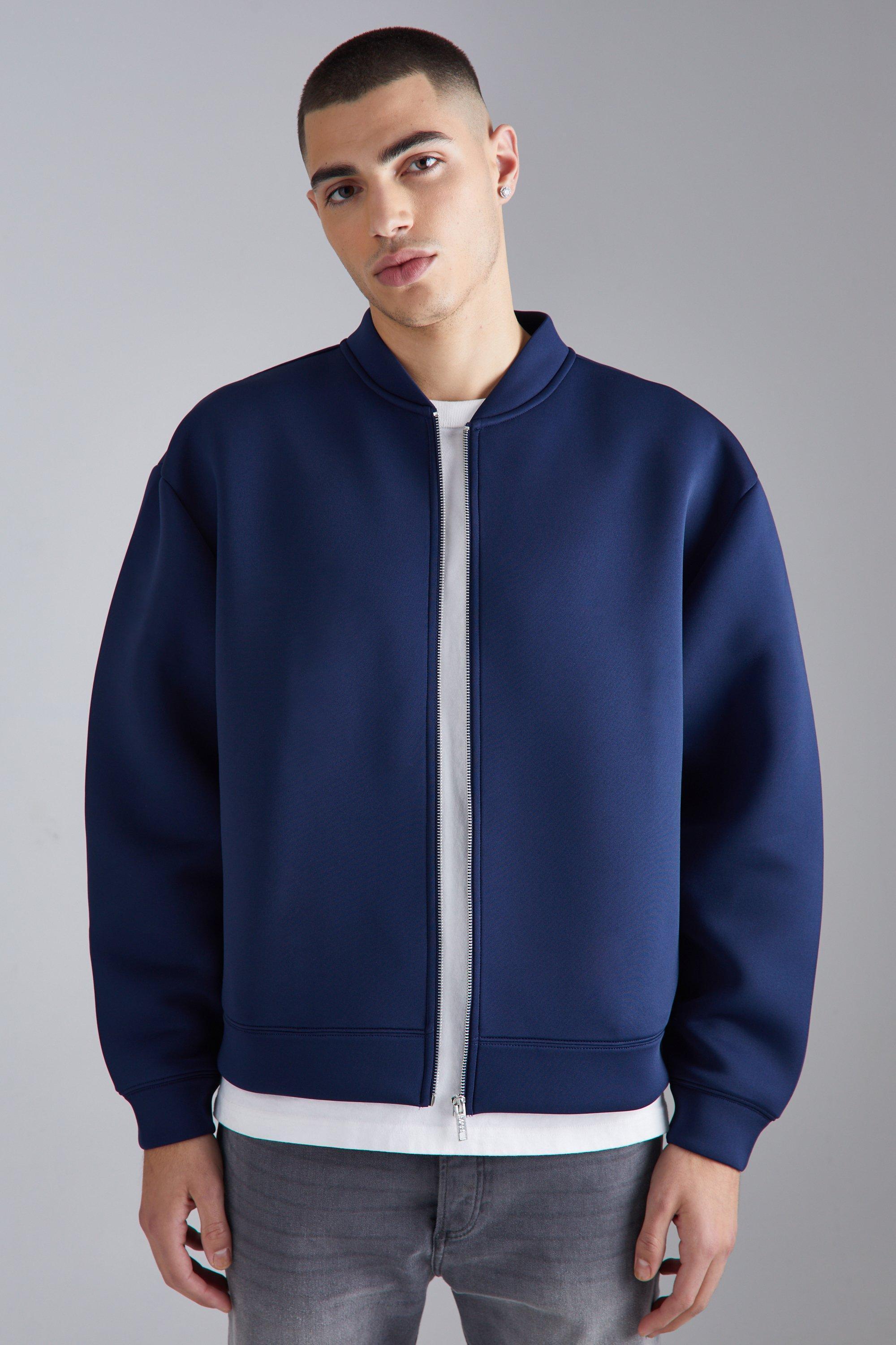 Oversized Boxy Bonded Scuba Bomber Jacket | boohooMAN USA Product Image