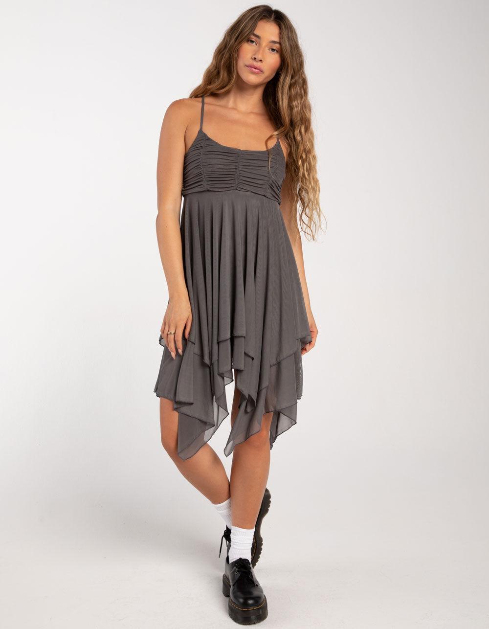 RSQ Womens Hanky Hem Mesh Slip Dress Product Image