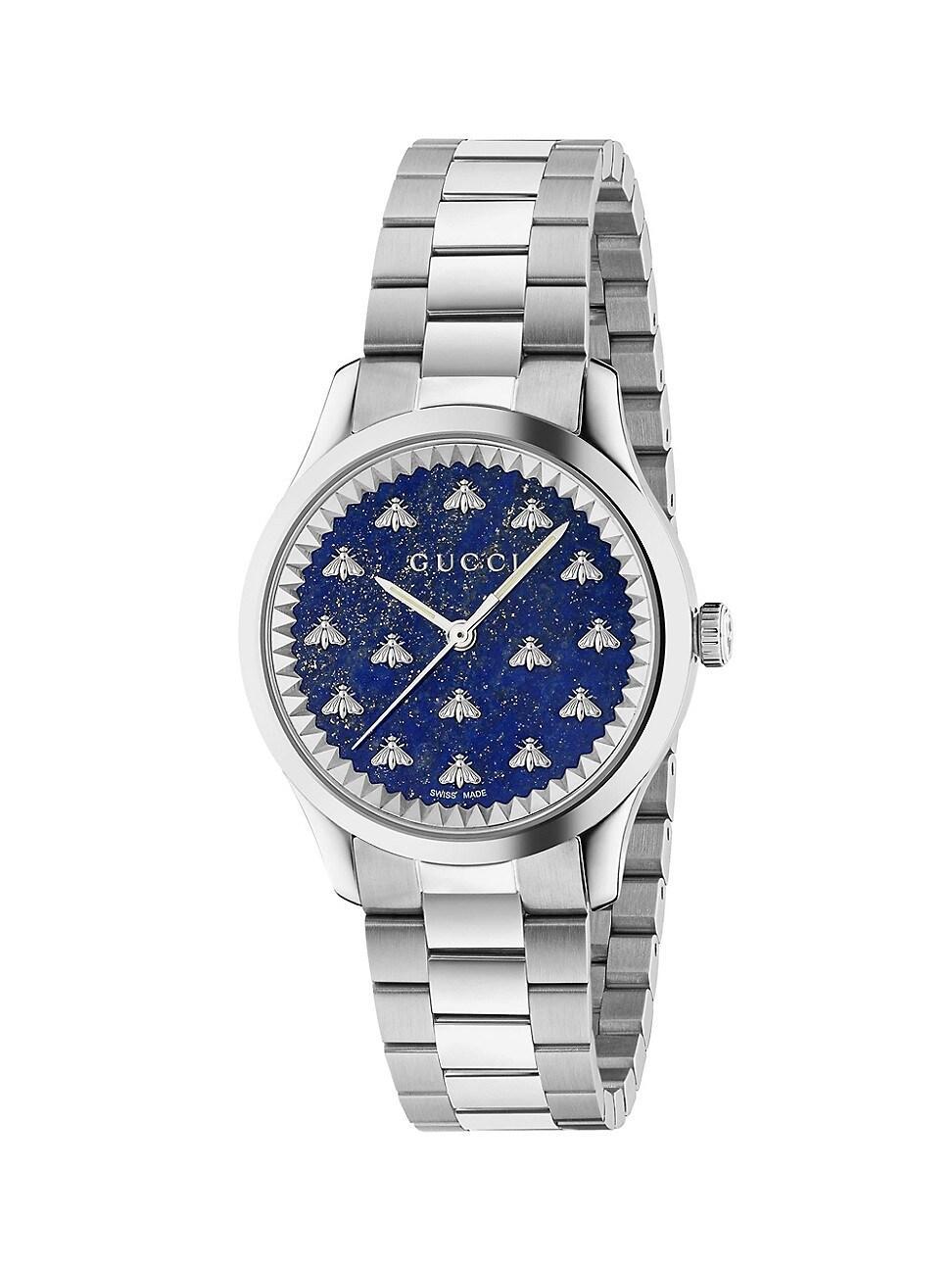 Mens G-Timeless Stainless Steel & Lapis Lazuli Bee Watch Product Image