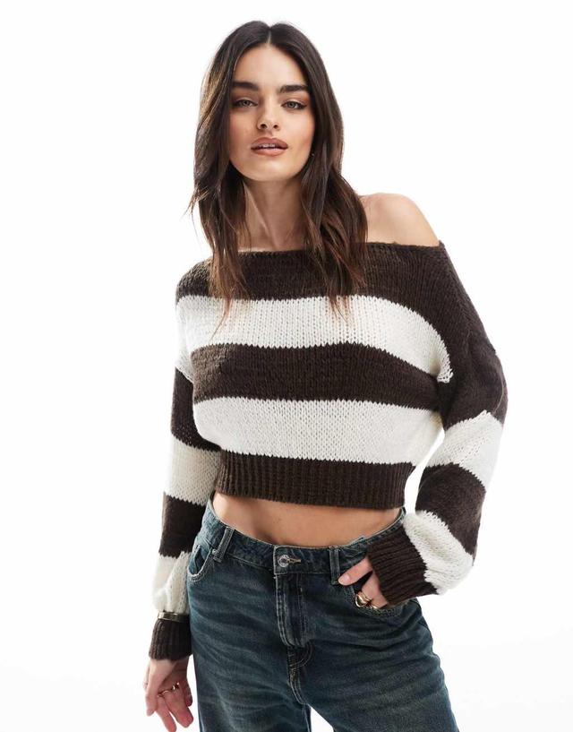 Miss Selfridge wide stripe slouchy off the shoulder sweater Product Image