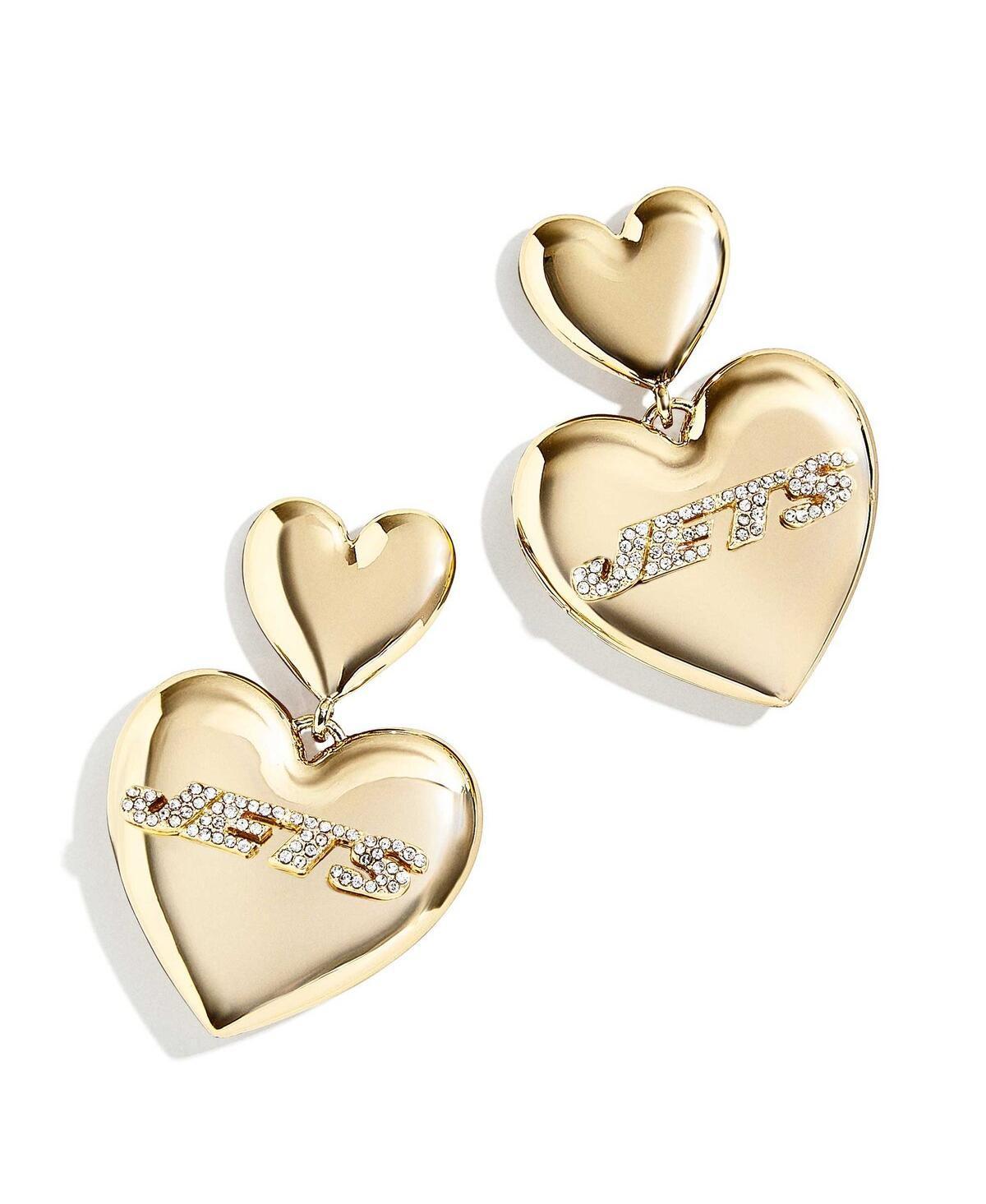 Womens Wear by Erin Andrews x Baublebar Gold-Tone New York Jets Heart Statement Drop Earrings Product Image