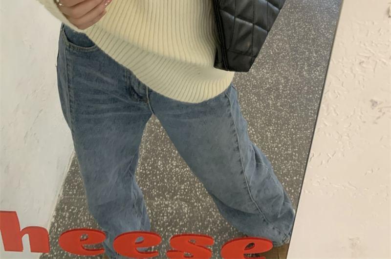 Off-Shoulder Ribbed Sweater Product Image