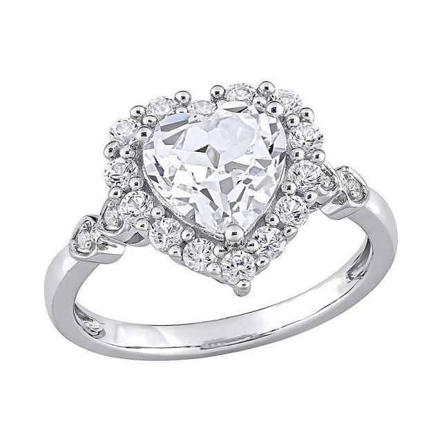 Stella Grace 10K White Gold Lab Created White Sapphire & Diamond Accent Halo Engagement Ring, Womens Product Image