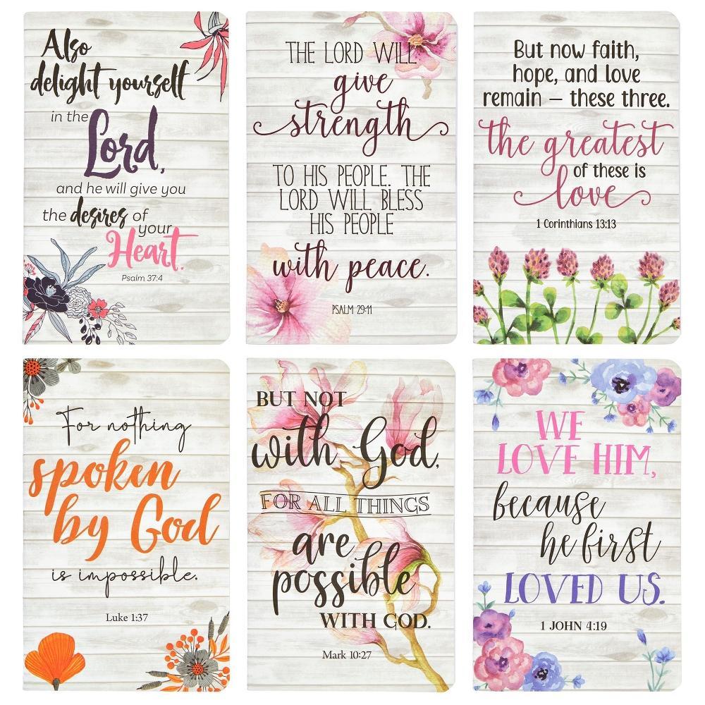 Juvale 6-Pack Prayer Journal for Women, 5x8 In Christian Notebook with Inspirational Scripture Bible Verses (Floral, 80 Pages) Product Image