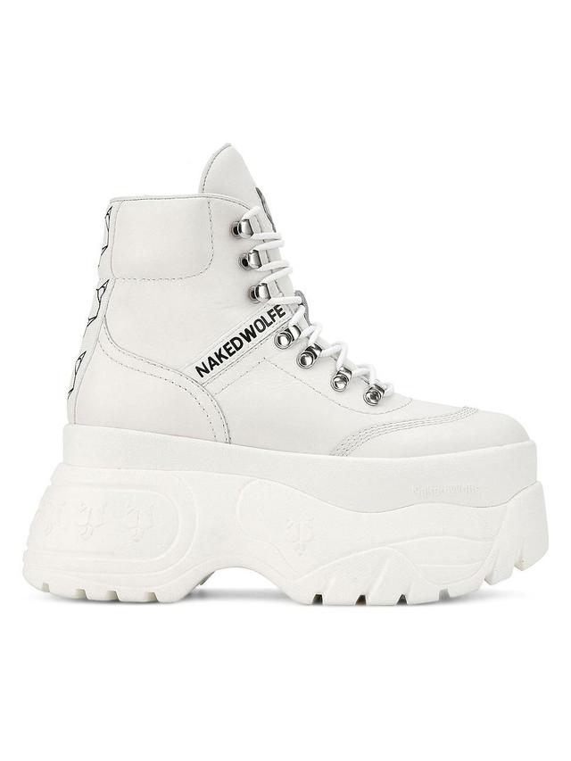 Womens Spike White Combat Boots Product Image