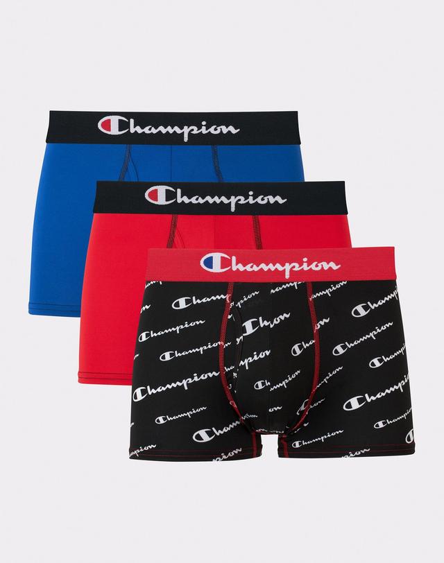 Mens Champion Trunks Pack, Moisture Wicking, Lightweight Stretch, 3-Pack Assorted S Product Image