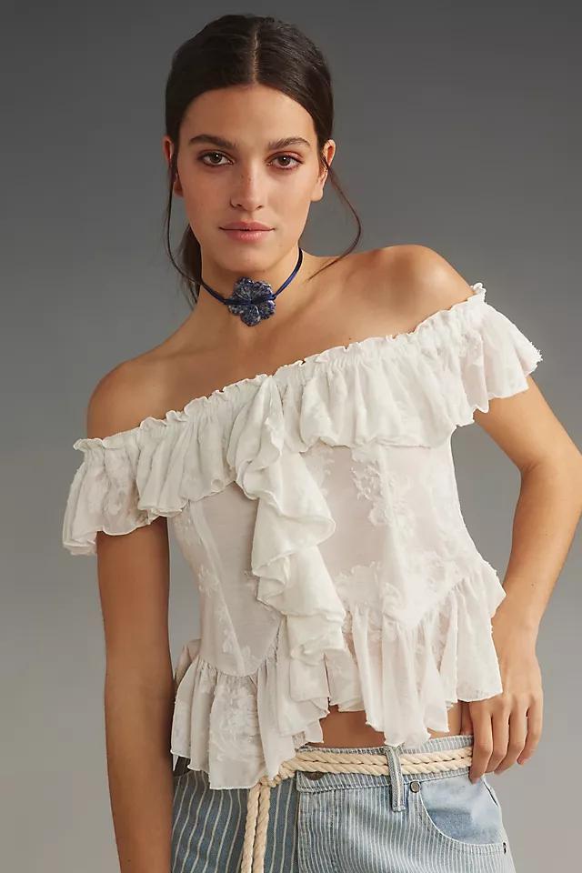 By Anthropologie Off-The-Shoulder Ruffled Top Product Image