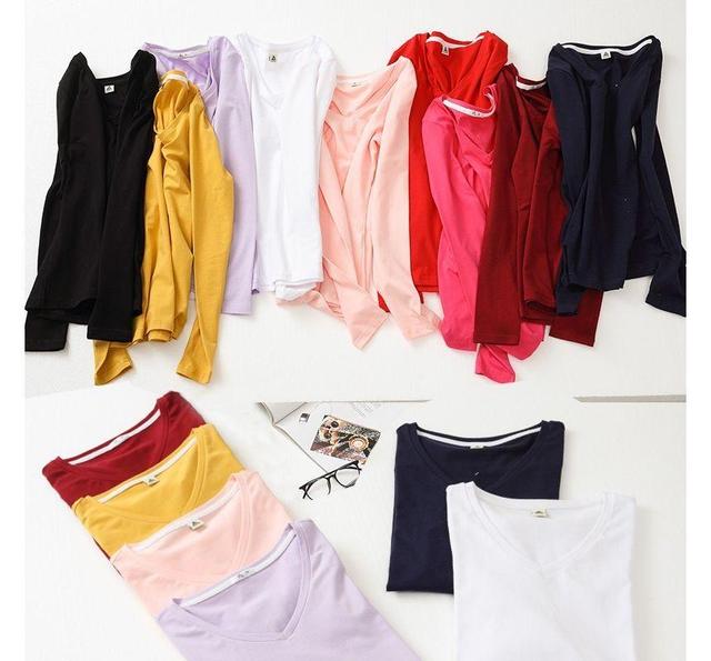 Short-Sleeve V-Neck Plain Top Product Image