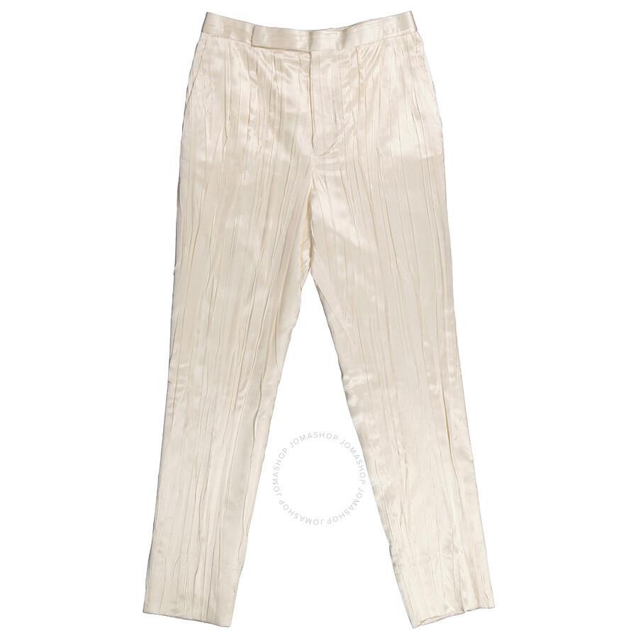 White Crinkle-effect Tailored Trousers Product Image