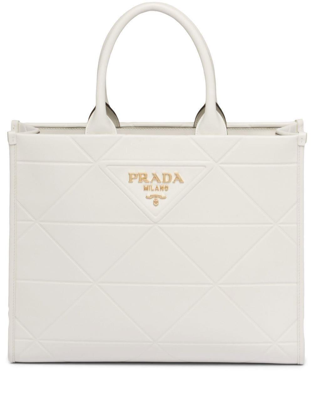 Leather Tote Bag In White Product Image