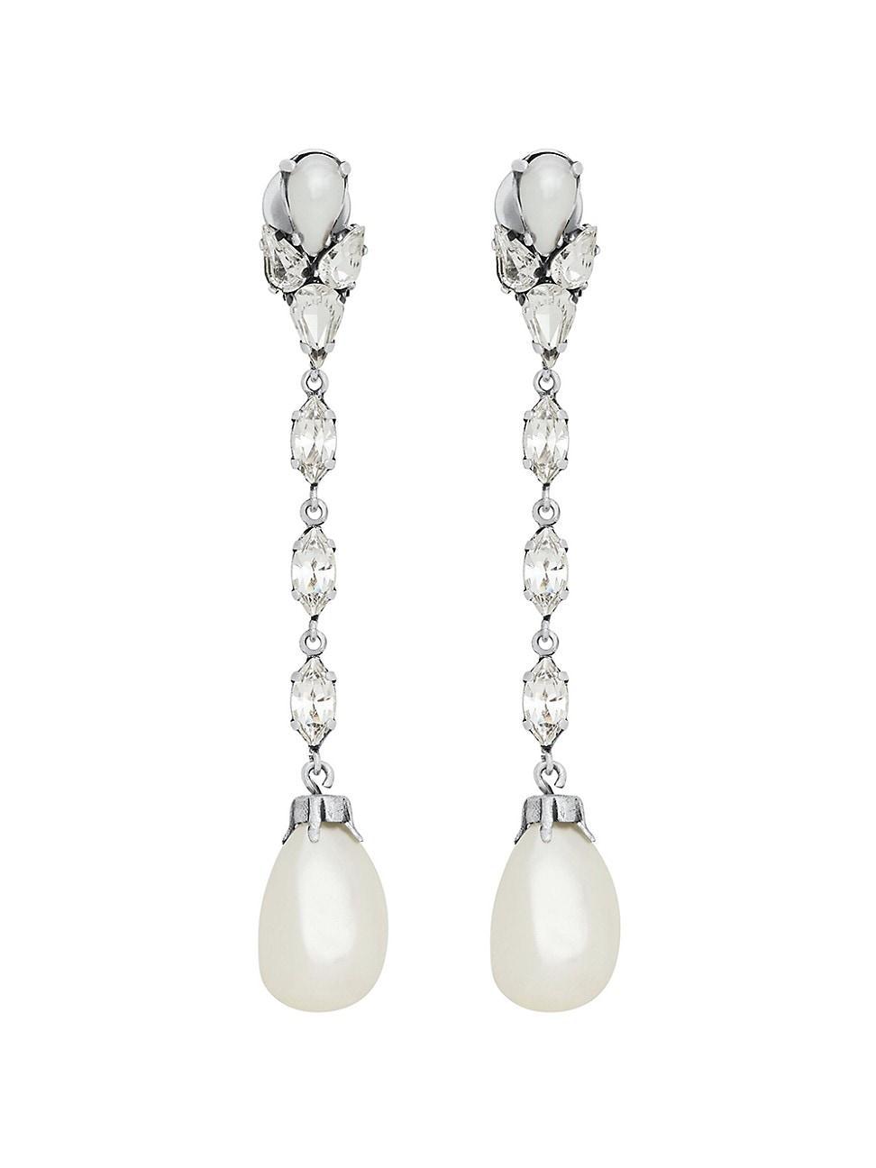 Womens Pearl Drop Earrings in Metal Product Image