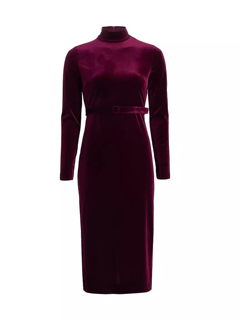 Romy Velvet Belted Midi-Dress Product Image