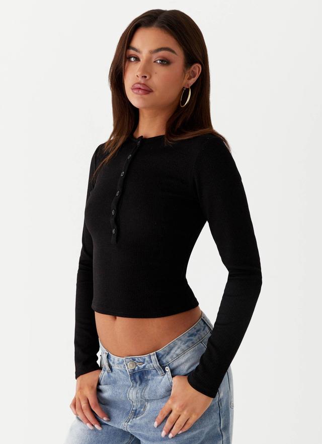 Kellie Long Sleeve Knit Top - Black Product Image