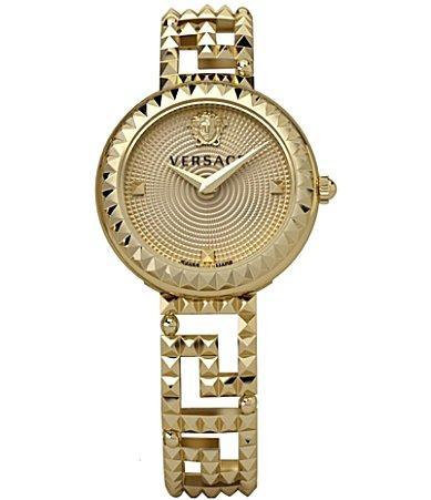 Mens Greca Goddess IP Yellow Gold Stainless Steel Bracelet Watch/28MM Product Image