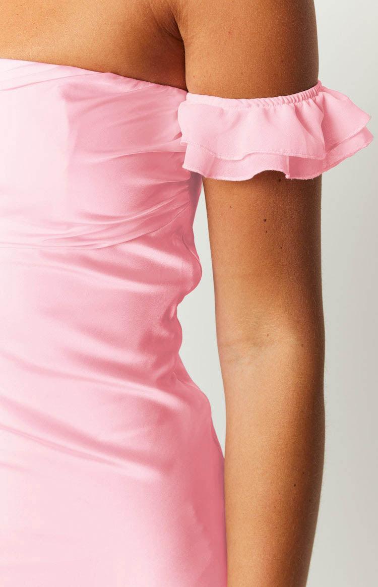 Silvia Pink Satin Mini Dress Product Image