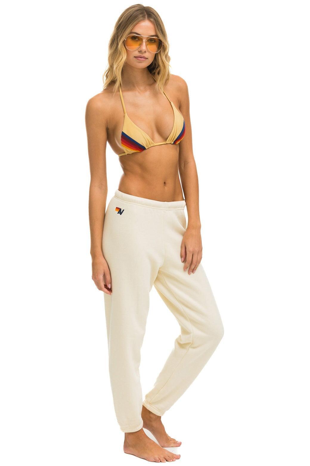 5 STRIPE SWEATPANTS - VINTAGE WHITE // TAN Female Product Image