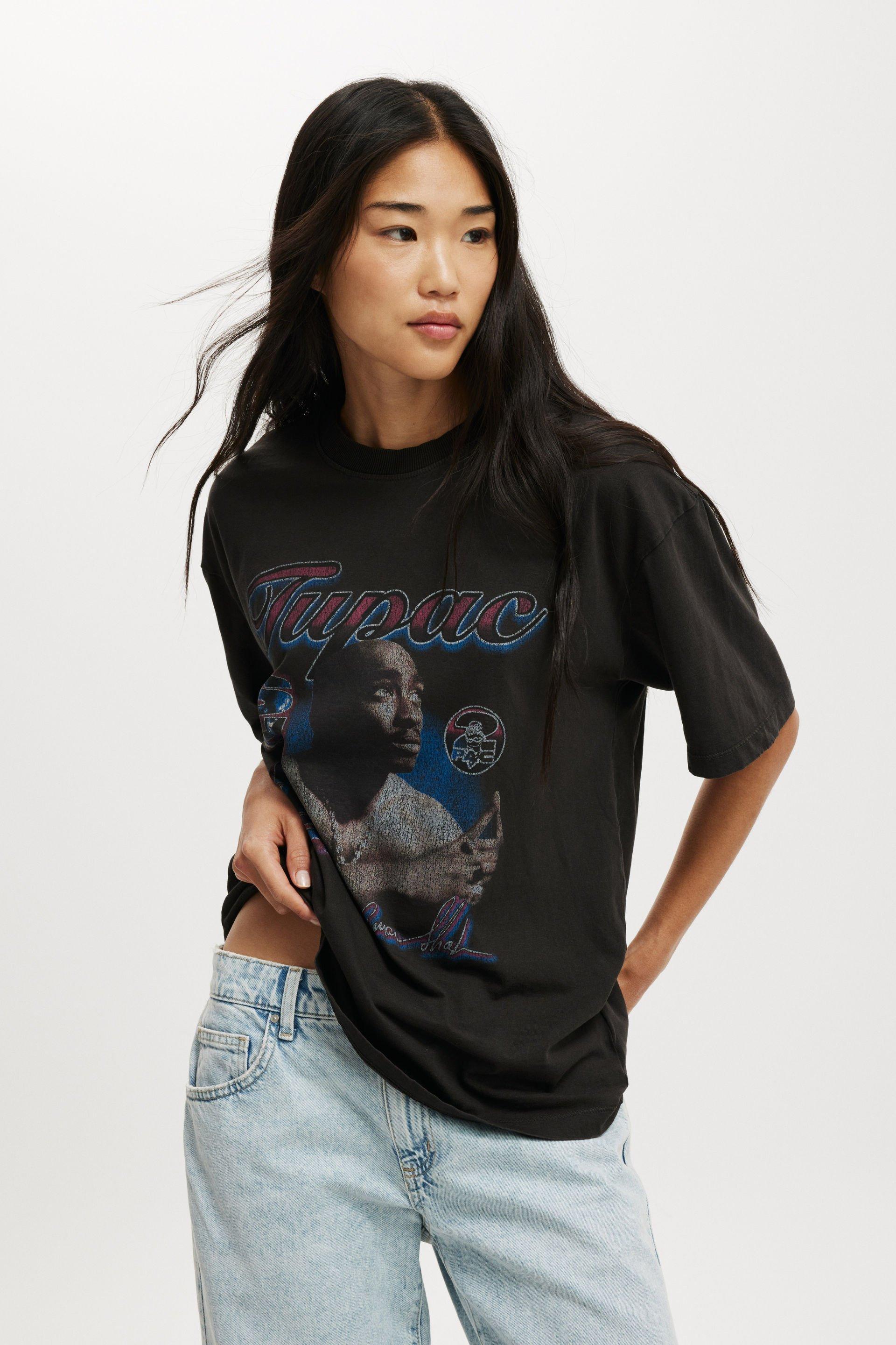 Cotton On Women - Tupac Music Boxy Graphic Tee - Lcn bra tupac shakur/ washed black product image