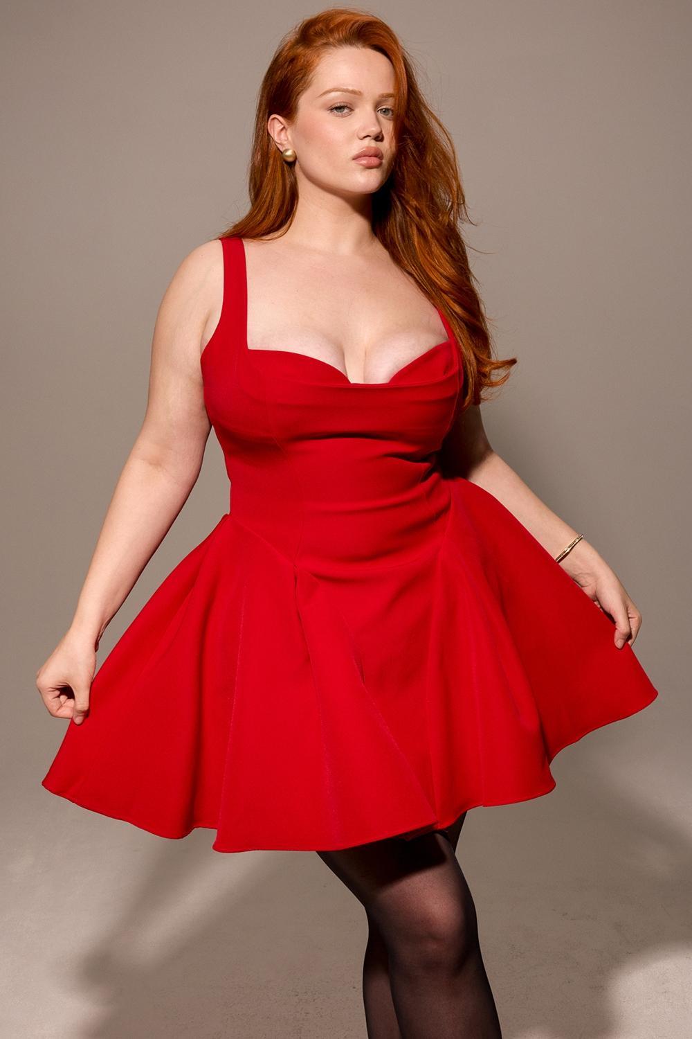 Bunny Holly Red Crepe Mini Dress Product Image