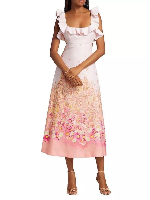 Ruffled Floral Midi-Dress Product Image