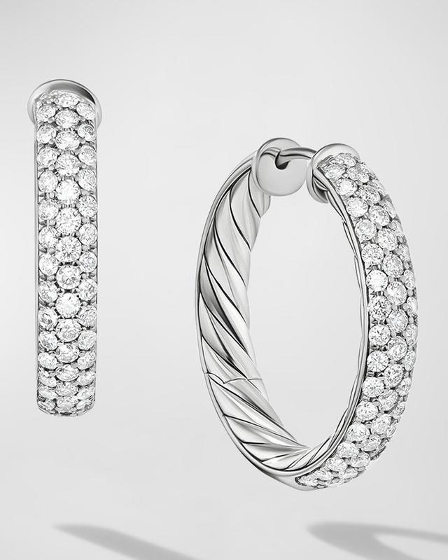 Womens DY Mercer Hoop Earrings In Sterling Silver With Pav Diamonds Product Image