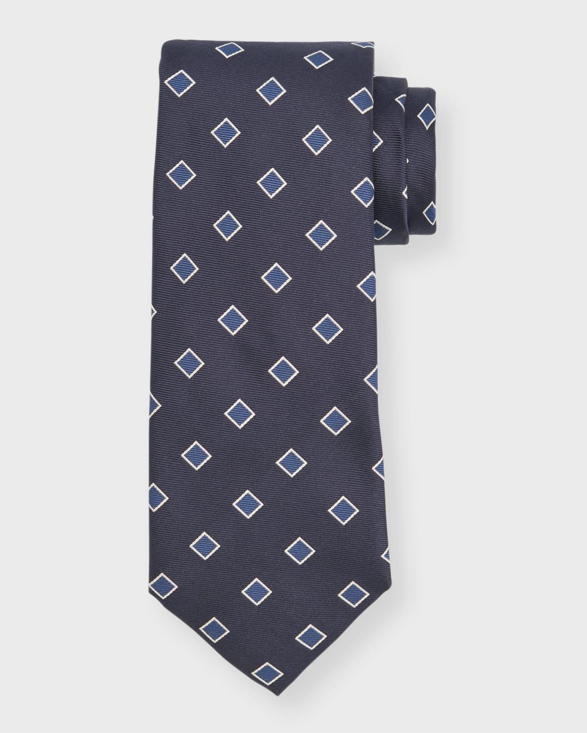 Mens Square-Print Silk 7-Fold Tie Product Image