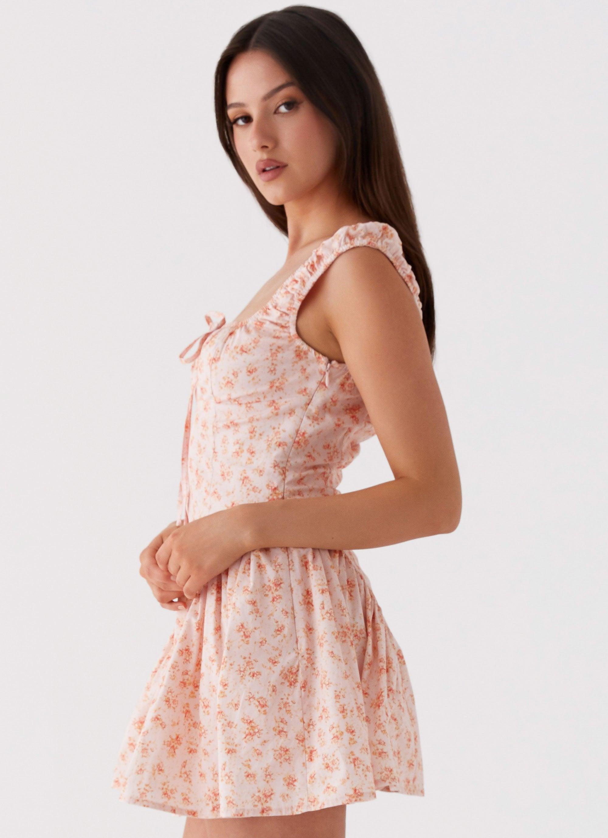 Luna Ditsy Mini Dress - Pink Ditsy Floral Product Image