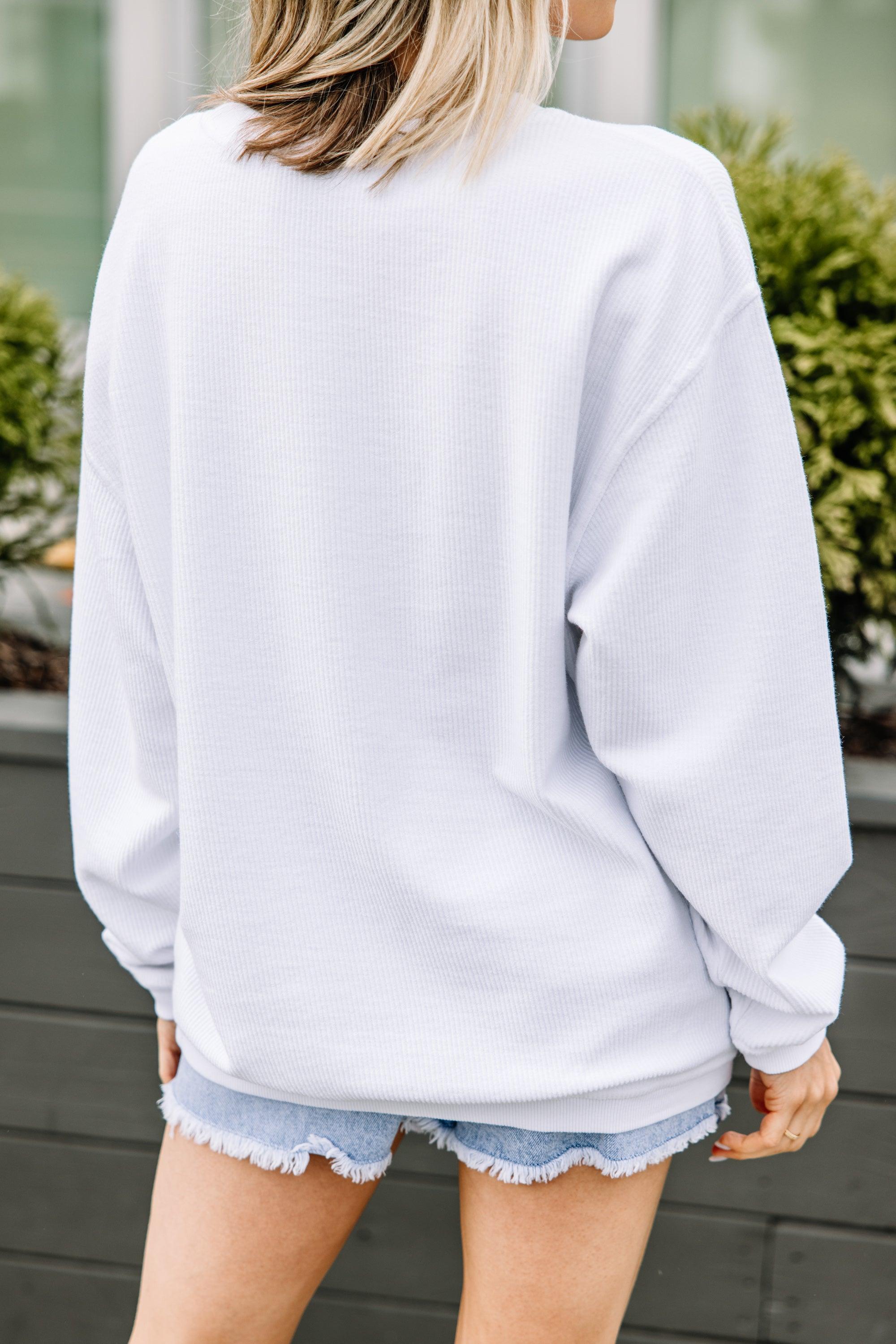 Here For The Cowboys White Corded Graphic Sweatshirt Female Product Image