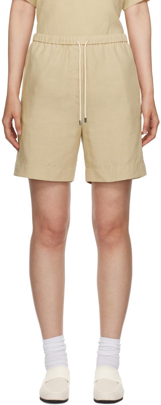 Beige Drawstring Shorts In 809 Overcast Beige Product Image