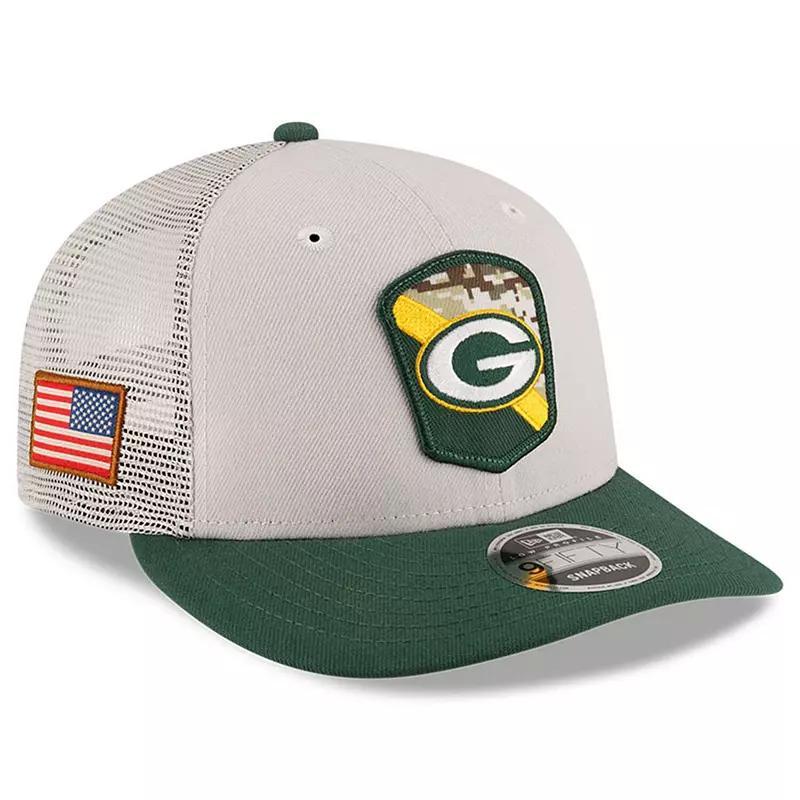 Mens New Era Stone/Green Green Bay Packers 2023 Salute To Service Low Profile 9FIFTY Snapback Hat, Multicolor Product Image