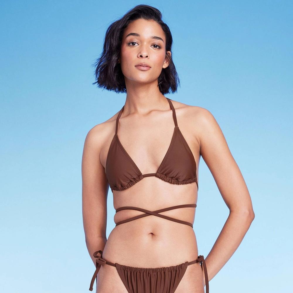 Women's Triangle Wrap Bikini Top - Wild Fable™ Brown XS Product Image