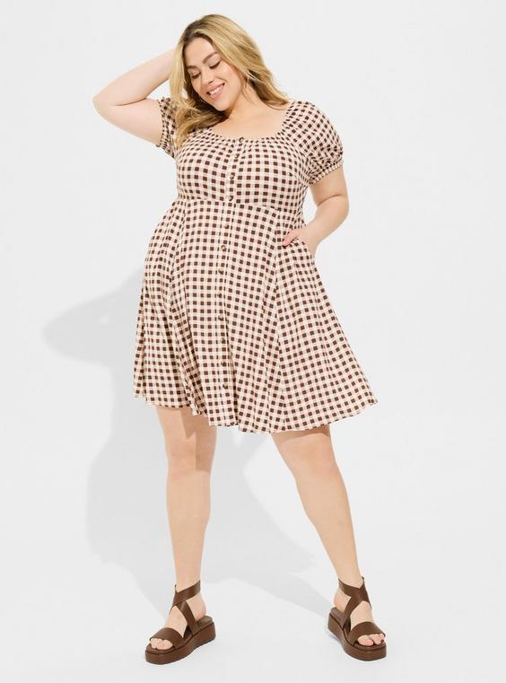 Mini Rayon Slub Button Front Skater Dress product image