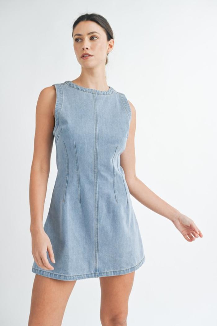 S/L Denim Mini Dress Product Image