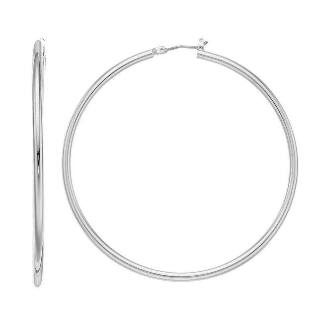 Nine West Large Hoop Earrings, Womens, Silver Tone Product Image