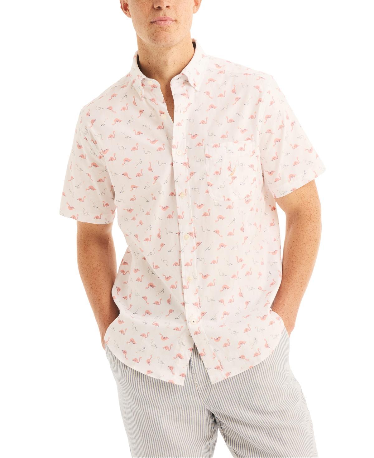 Nautica Mens Flamingo Print Short Sleeve Button-Down Shirt Product Image