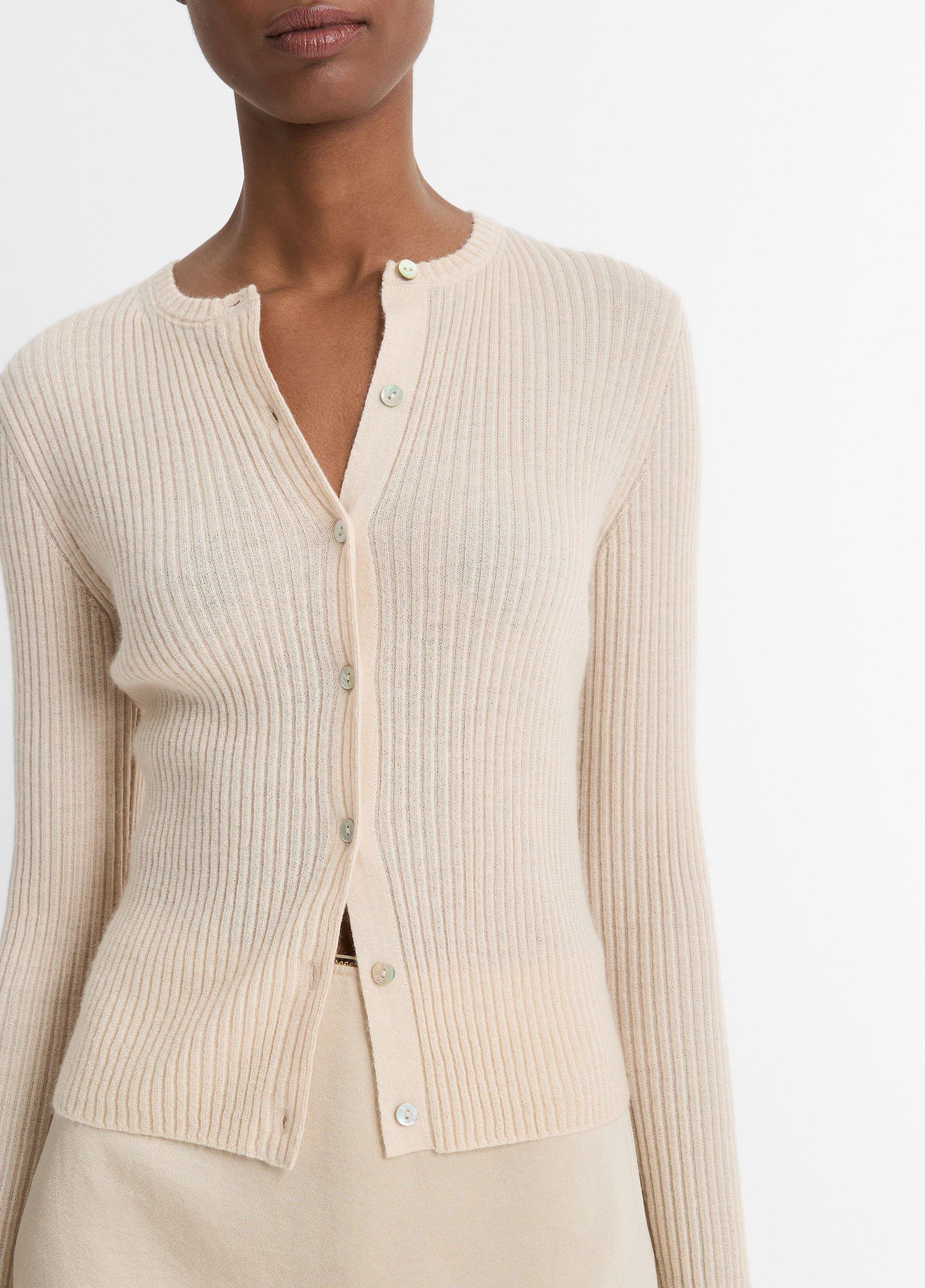 Cashmere-Silk Ribbed Cardigan Product Image