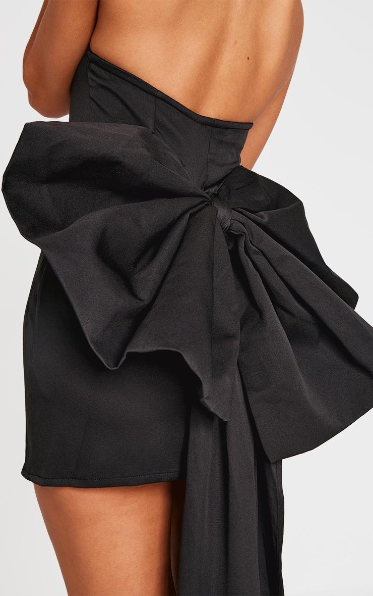 Petite Black Bandeau Bow Detail Mini Dress Product Image