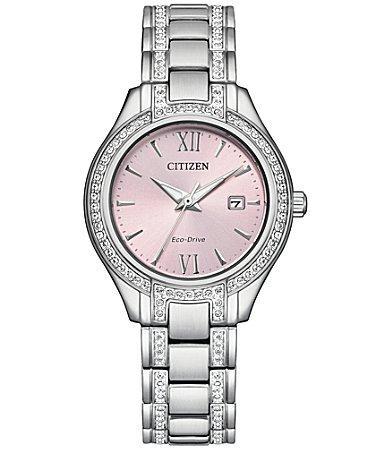 Citizen Eco-Drive Womens Silhouette Crystal Stainless Steel Bracelet Watch 30mm Product Image