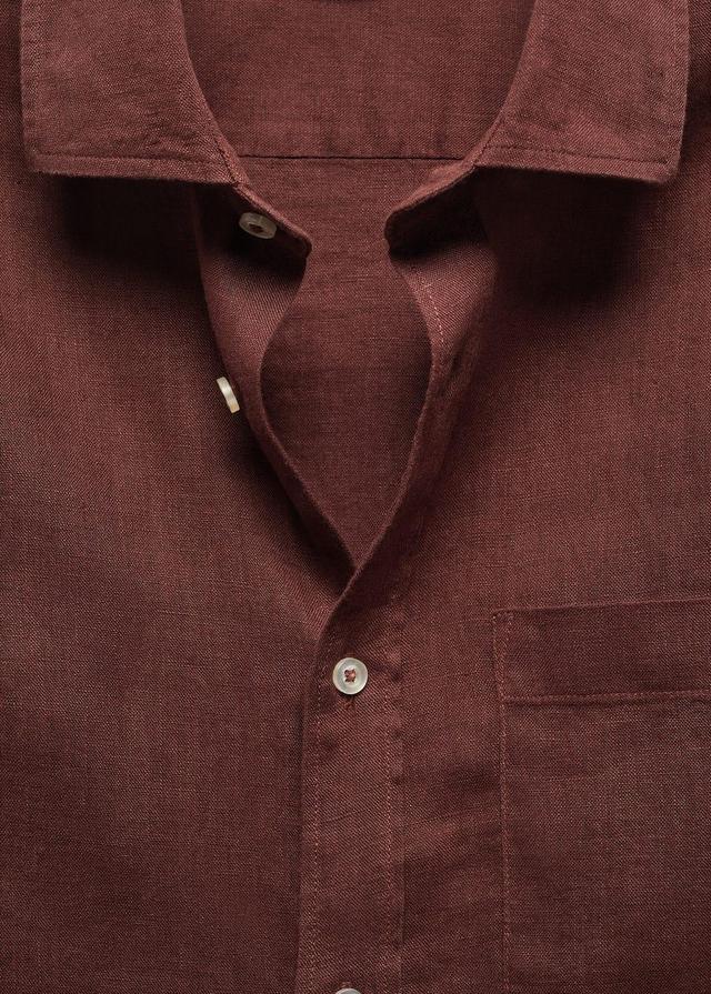 MANGO MAN - 100% linen slim-fit shirt burgundyMen Product Image