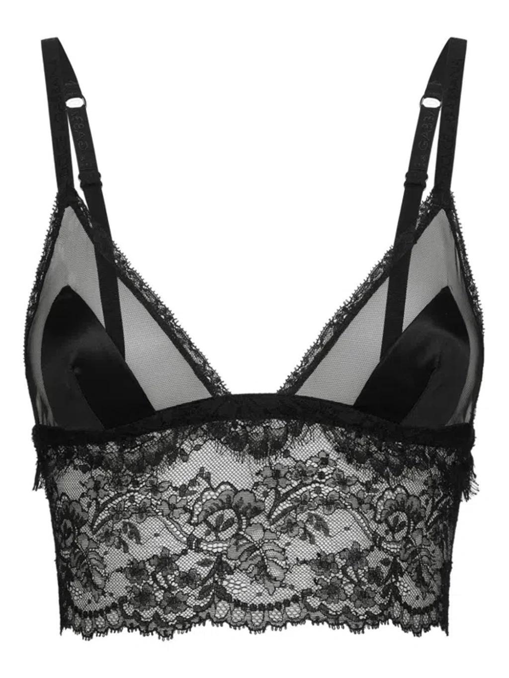 DOLCE & GABBANA Lace Longline Bralette In Black   Product Image