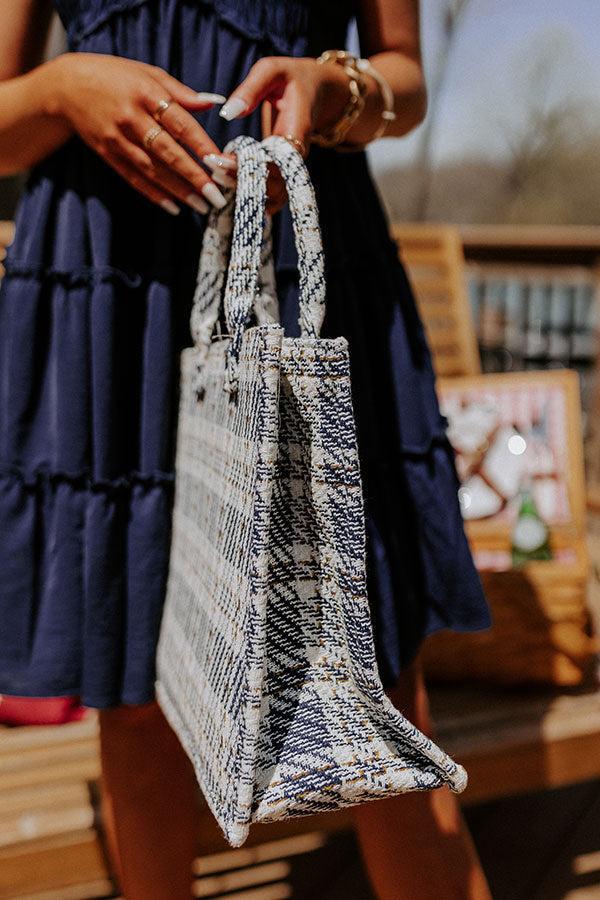 London Estate Tweed Tote In Navy Product Image