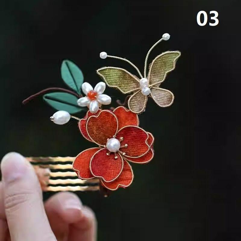 Floral Fabric Alloy Hair Stick / Hair Clip / Hair Comb (Various Designs) Product Image