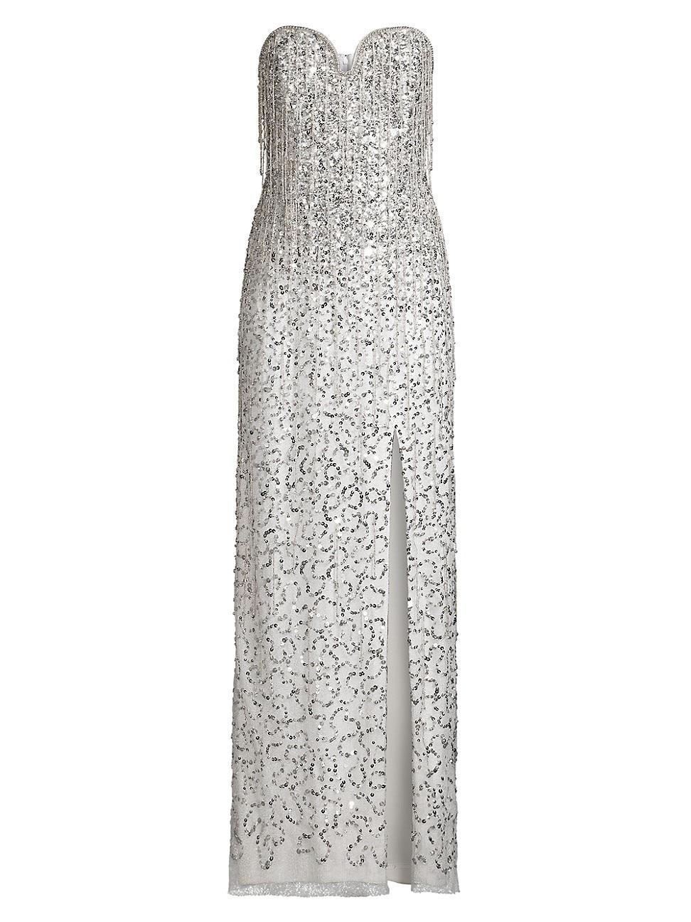 Womens Strapless Sequin Column Gown Product Image