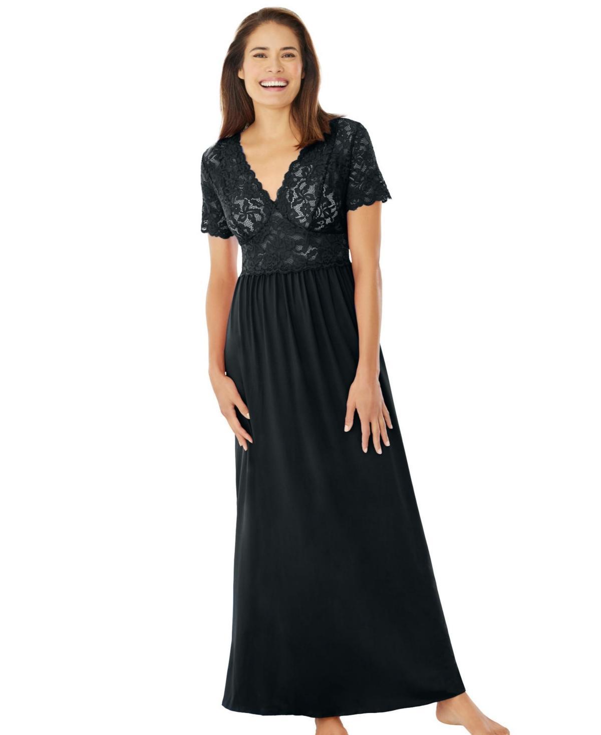 Amoureuse Womens Long Lace Top Stretch Knit Gown Product Image