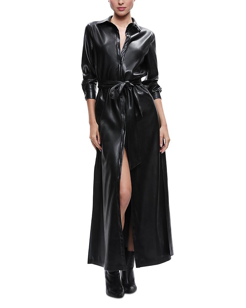 Alice and Olivia Chassidy Faux Leather Maxi Shirt Dress Product Image