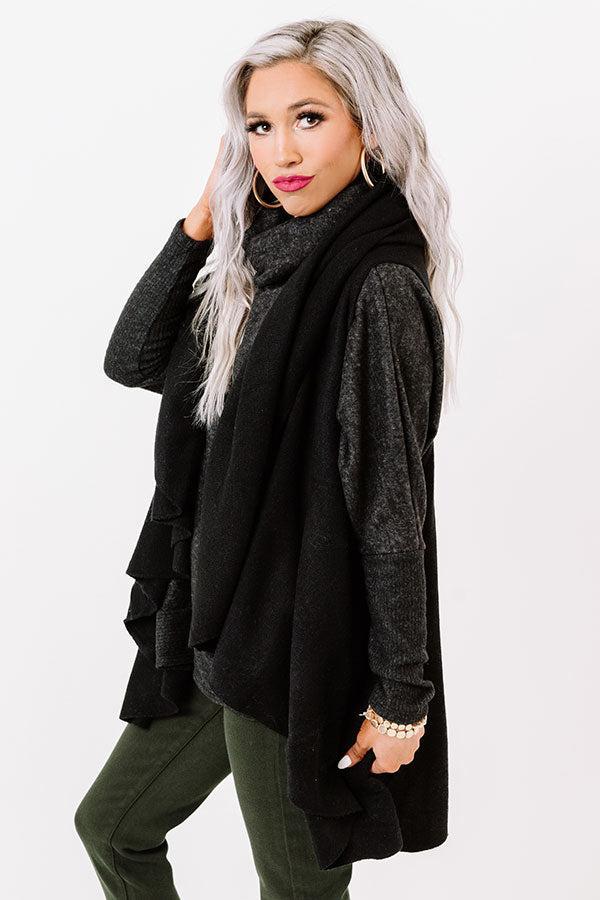 Chic In The Moment Poncho In Black Product Image