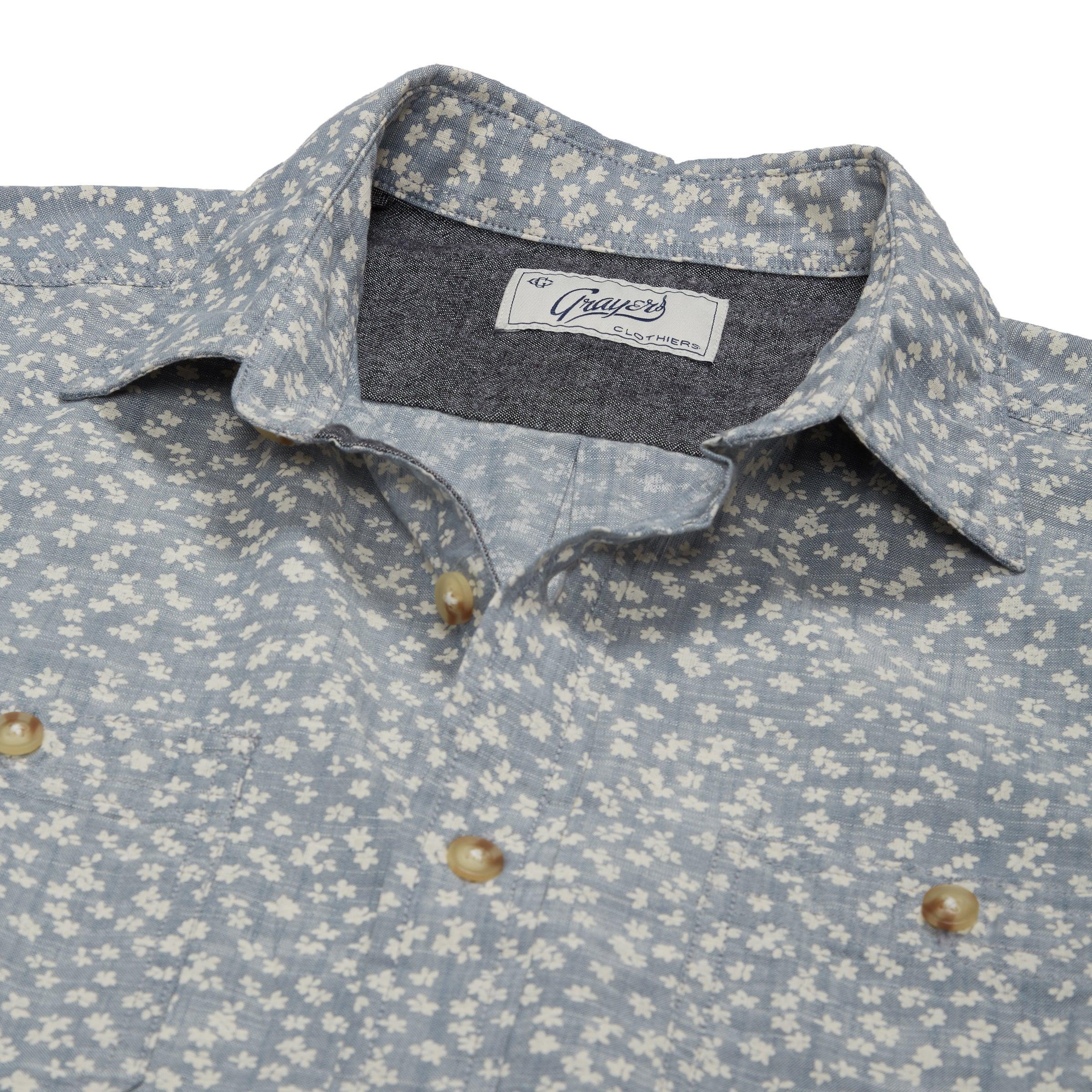 Drayton Printed Chambray Shirt - Aegean Blue Whisper (Final Sale) Product Image