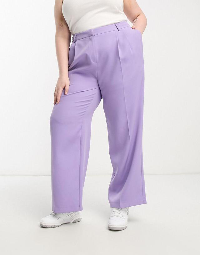 Yours tailored wide leg pants in purple Product Image